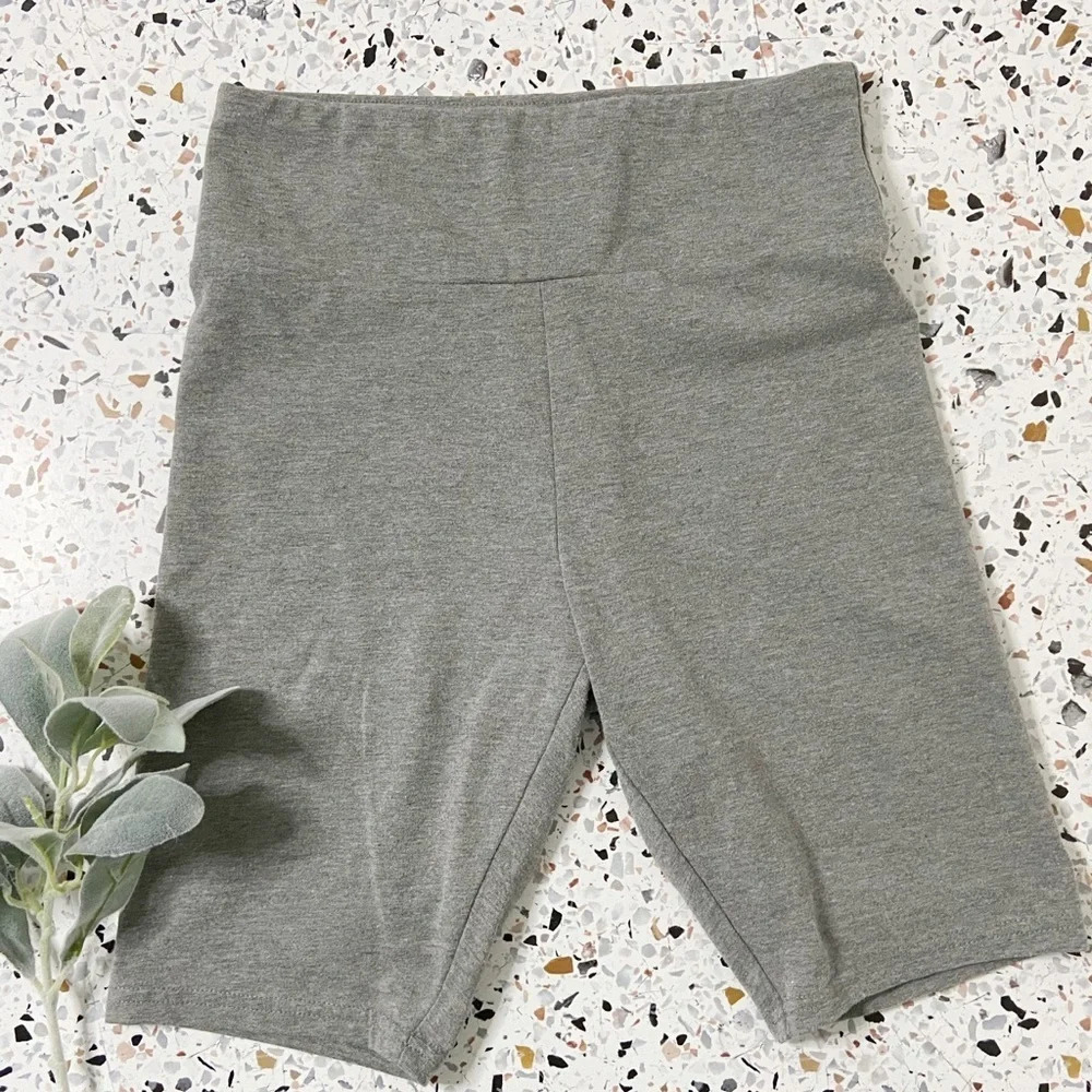 Biker Shorts Trendy High Waist Cotton Blend Gray Womens Size Extra small - Picture 4 of 9
